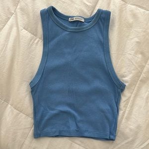 Blue Zara ribbed tank